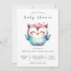 Invitation Baby shower unique de la Chouette de Bohême