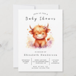 Invitation Baby shower unique Enchanted de vache à grange