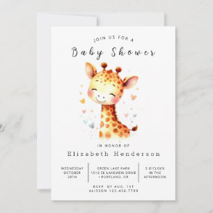 Invitation Baby shower unique personnalisé de girafe