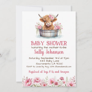 Invitation Baby Shower Vache des Highlands