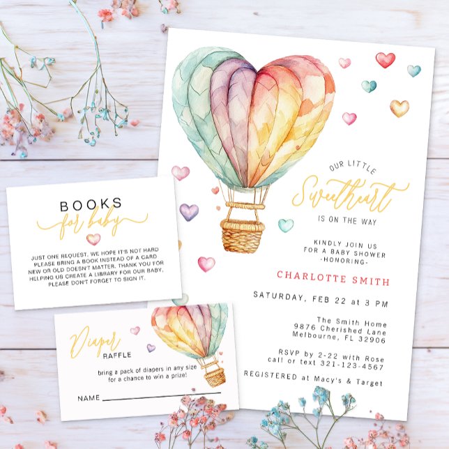 Invitation Baby shower Valentine Little Sweetheart (Little Sweetheart Watercolor Baby Shower)