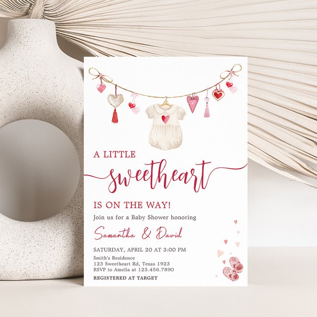 Invitation Baby shower Valentine Sweetheart (A Little Sweetheart Valentine Baby Shower Invitation)