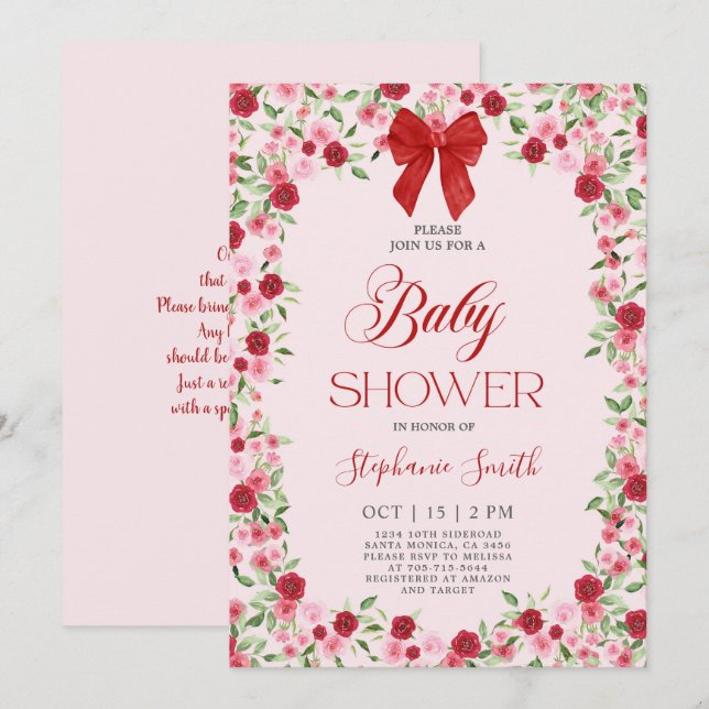 Invitation Baby shower Valentines (Devant / Derrière)