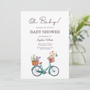 Invitation Baby Shower vélo baby shower floral baby 