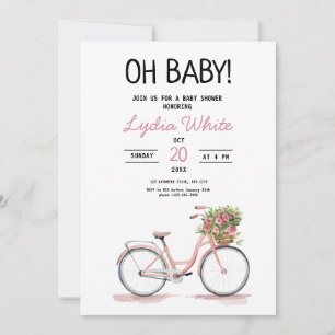 Invitation Baby Shower vélo baby shower floral baby