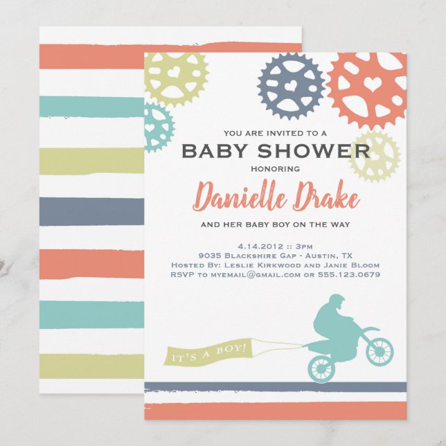 Invitation Baby shower Vélo De Chemin (Devant / Derrière)