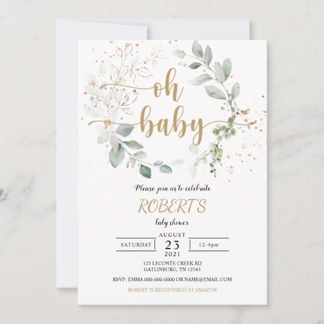 Invitation baby shower verdoyant (Devant)