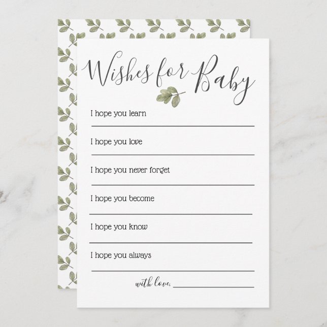 Invitation Baby shower Verdoyant Voeux Pour Bébé (Devant / Derrière)