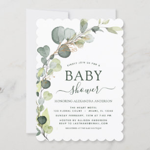 Invitation Baby shower Verdure Eucalyptus Botanique Élégant