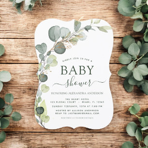 Invitation Baby shower Verdure Eucalyptus Succulent Élégant