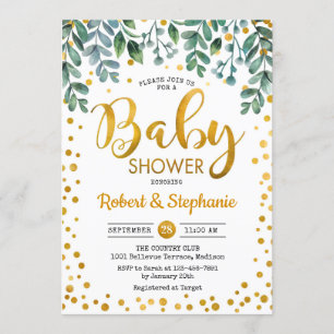 Invitation Baby shower - Verdure Or botanique