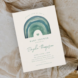Invitation Baby shower vert Boho Rainbow Sage