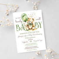 Baby shower vert brun brun à l'ours en peluche