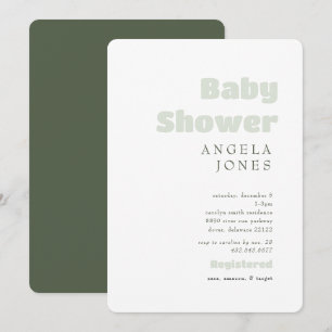 Invitation Baby shower vert contemporain neutre