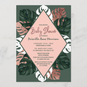 Invitation Baby shower vert de fromage suisse d'or de rose
