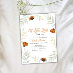 Invitation Baby shower vert de Little Ladybug Fall