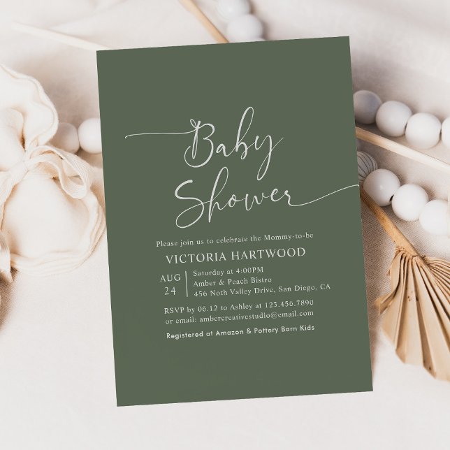 Invitation Baby shower vert de taille minimale (Créateur téléchargé)