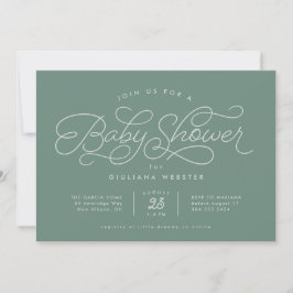 Invitation Baby shower vert doux simple et mignon