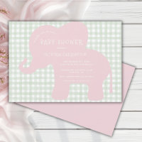 Baby shower vert En vichy Eléphant rose mignon