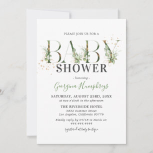 Invitation Baby Shower Vert et Or