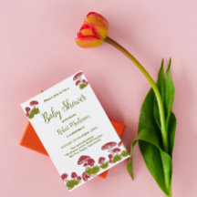 Baby shower vert Goblincore Fly Mushrooms