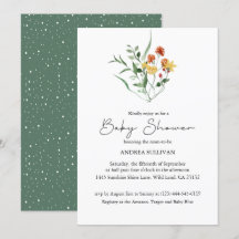 Baby shower vert minimaliste Fleur sauvage