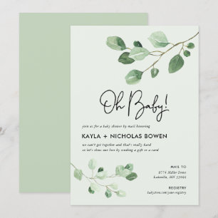 Invitation Baby shower vert moderne par courrier