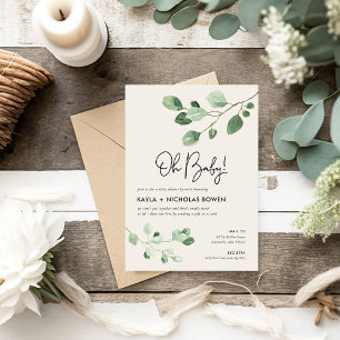 Invitation Baby shower vert moderne par courrier