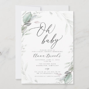 Invitation Baby shower vert Oh Baby Chic