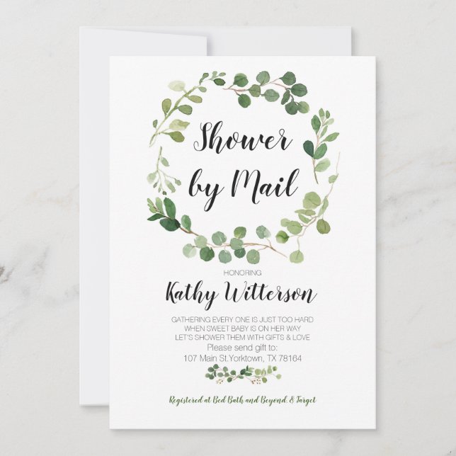Invitation baby shower vert oh par mail (Devant)