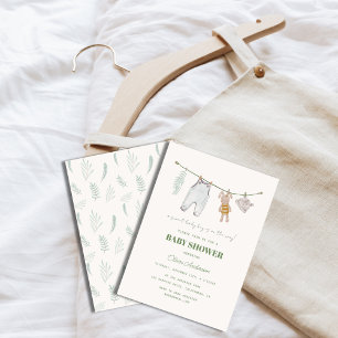 Invitation Baby shower vert Sage Boho Vêtements pour garçons