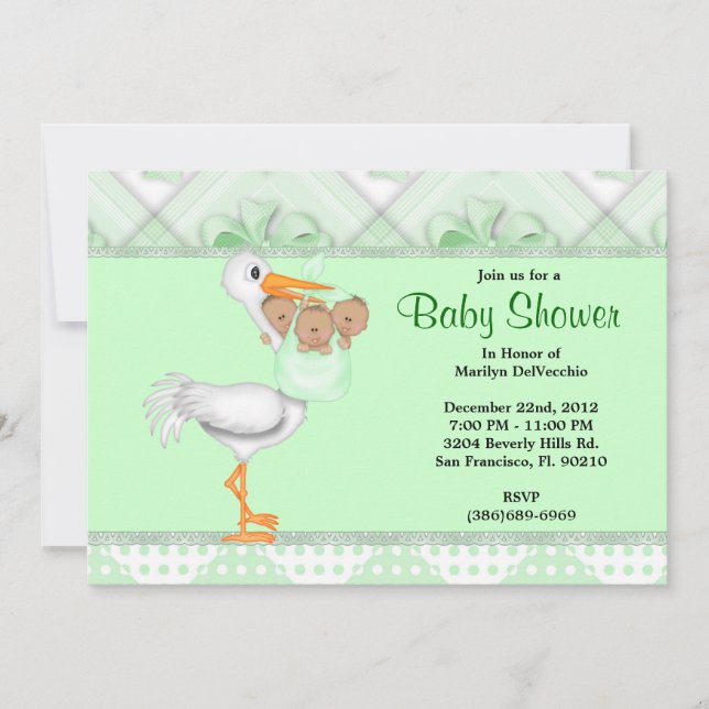 Invitation Baby shower vert sucré (Devant)