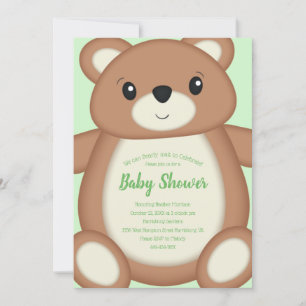 Invitation Baby shower vert Teddy Bear