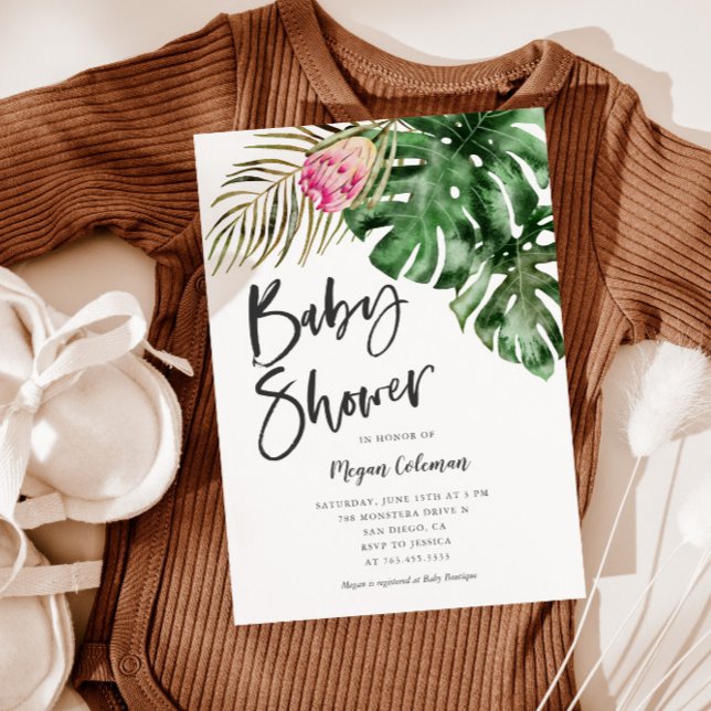 Invitation Baby shower vert tropical moderne (Créateur téléchargé)