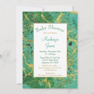 Invitation Baby shower vert Turquoise or neutre