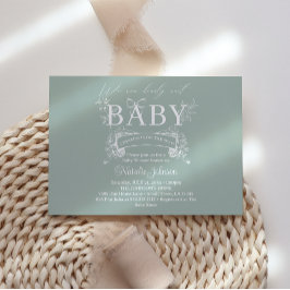 Invitation Baby shower vert vintage intemporel