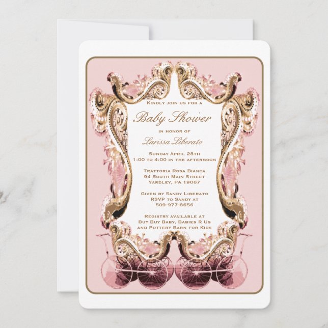 Invitation Baby shower victorienne (Devant)