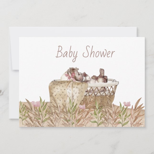 Invitation Baby shower vintage (Devant)
