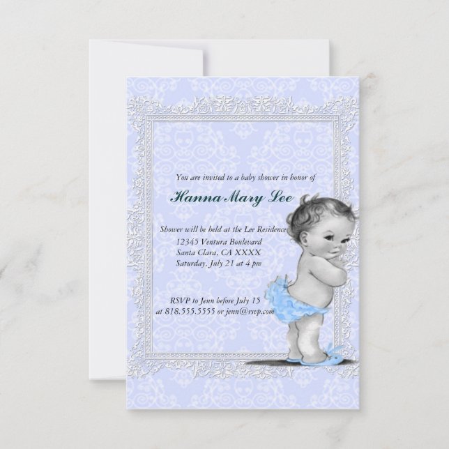 Invitation Baby shower vintage (Devant)