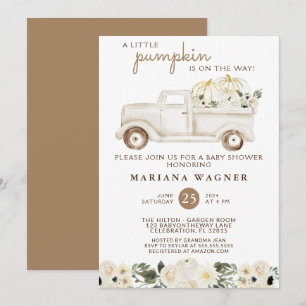 Invitation Baby shower vintage automne mixte