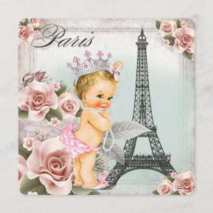 Invitation Baby shower Vintage Blonde Princess Paris
