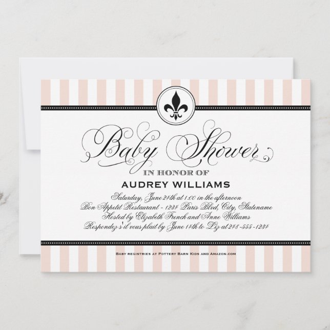 Invitation Baby shower vintage Champagne Rose (Devant)