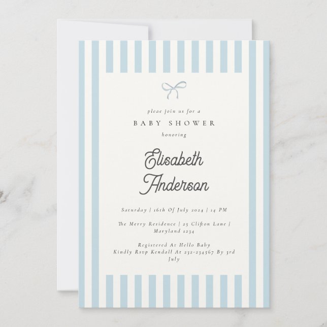 Invitation Baby shower Vintage Classic Blue (Devant)