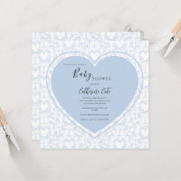 Baby Shower Vintage Cœurs Bleus