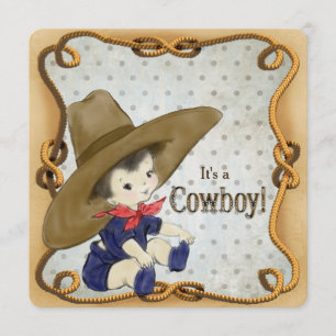 Invitation Baby shower vintage Cowboy