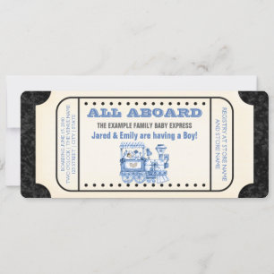 Invitation Baby shower vintage de billets de train