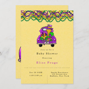 Invitation Baby shower Vintage de camion Mardi Gras