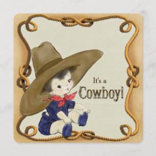 Invitation Baby shower vintage de cowboy