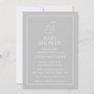 Invitation Baby shower Vintage de lapin blanc