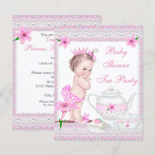 Invitation Baby shower vintage Fille Princesse Tea Party rose